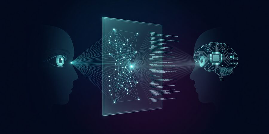 A web page transforming into structured light readable by both human eyes and AI agents